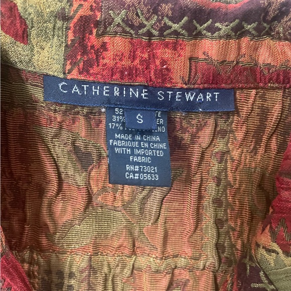 Vintage Catherine Stewart Summer Weight Tapestry Jacket Stretch Size Small - Picture 5 of 6